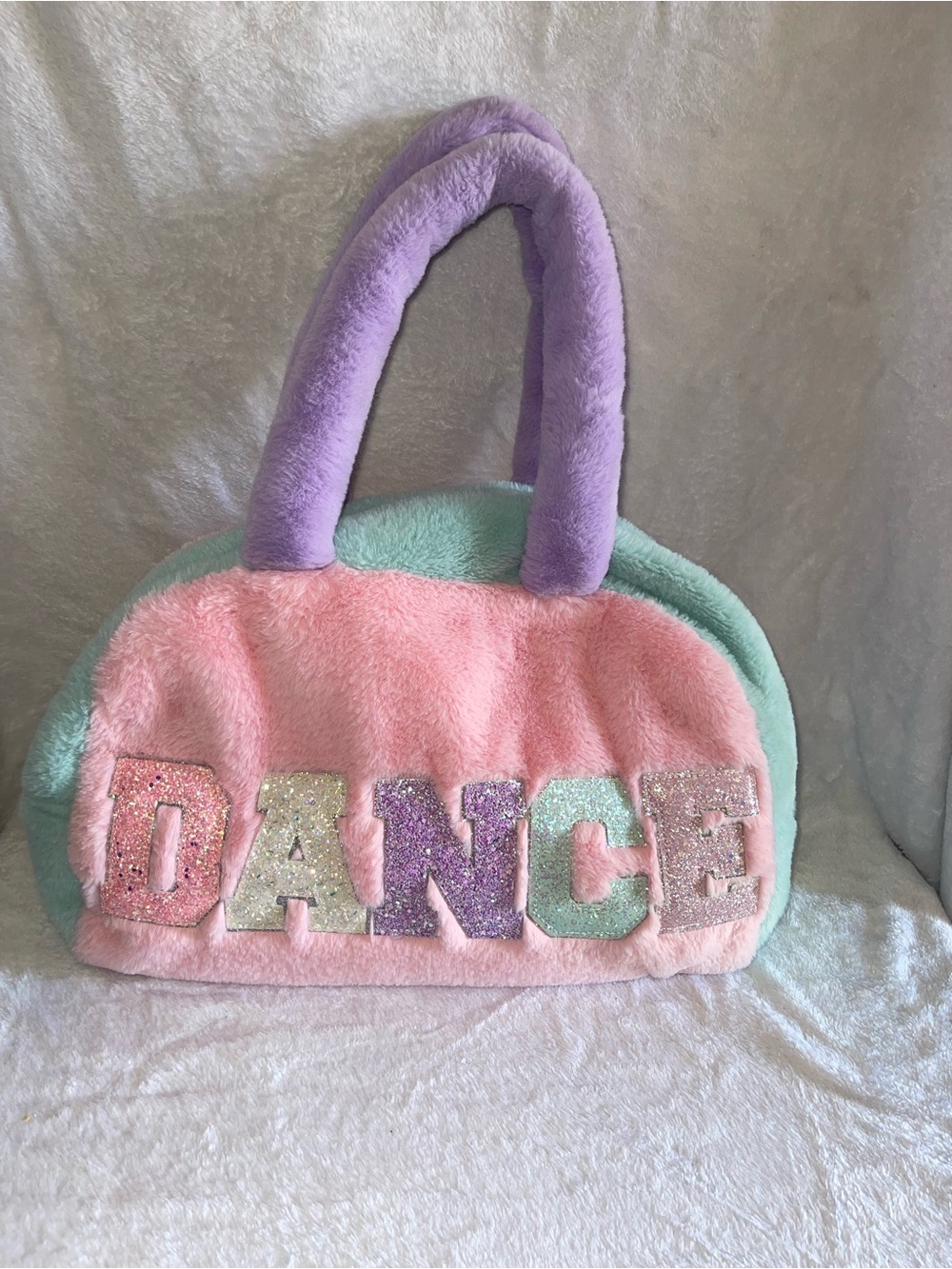 Plush Multicolor 'Dance' Tote Bag - Pink, Mint & Lavender